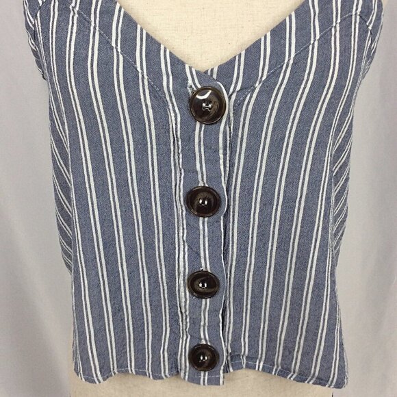 Garage Cami Crop Tank Top Womens Size Medium Striped Button Down Skater Beach - Picture 5 of 6